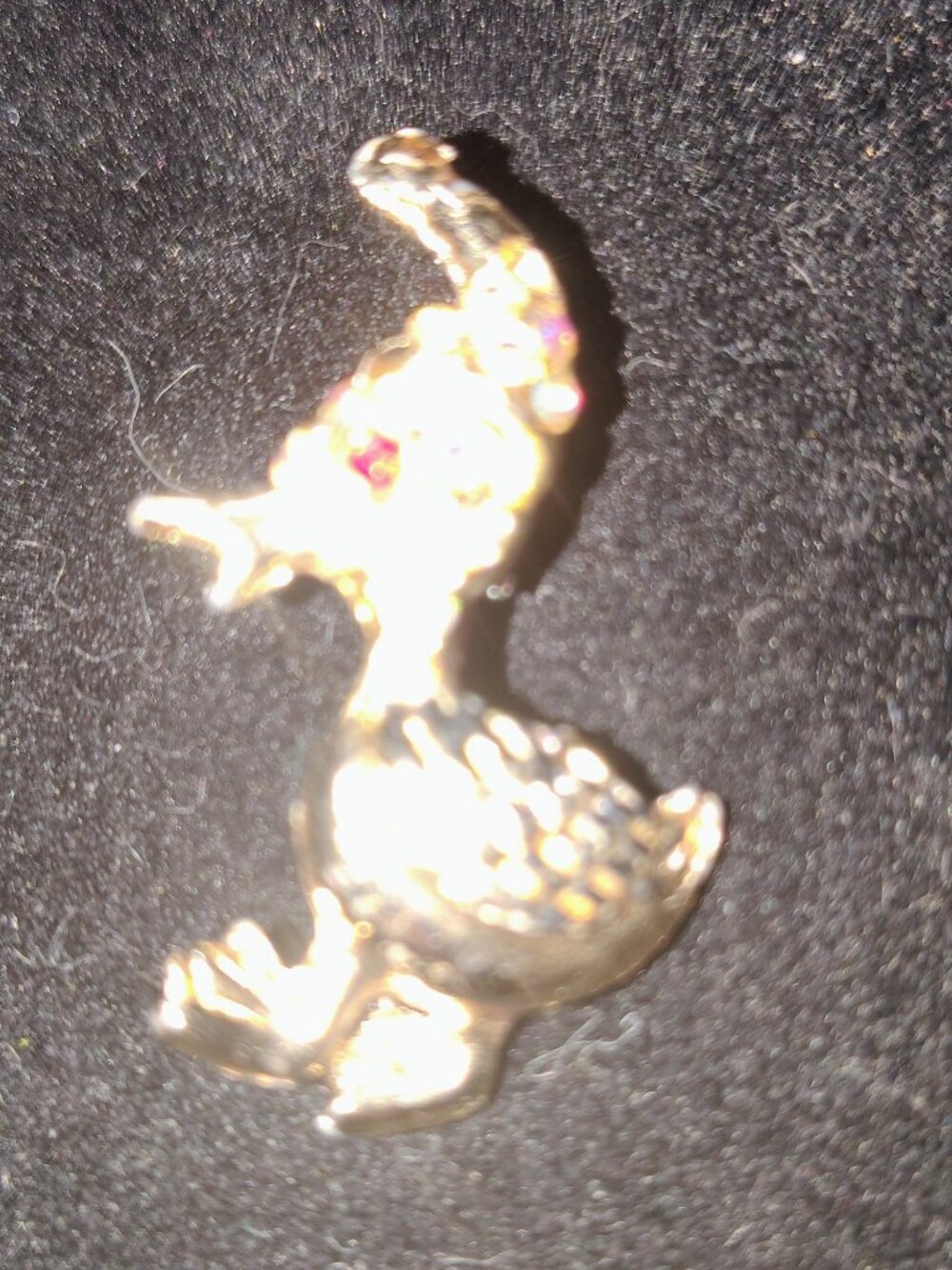 Vintage Rhinestone Duck Brooch – Gold/Silver Tone – 1"